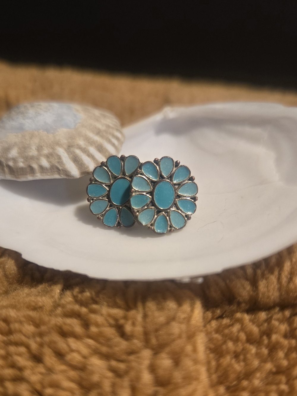 Turquoise Petal Cluster Stud Earrings - Women Jewelry